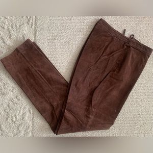 Brown Real Suede Leather Pants Lined & Washable! Size 10 (A R Bernardo Co)